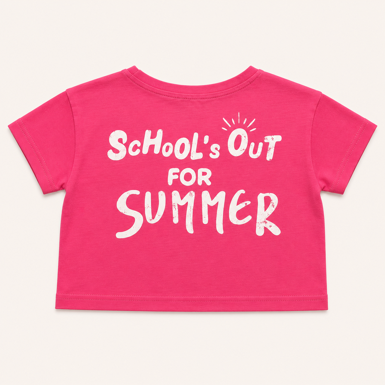 Crop top rose fuchsia imprimé dos « SCHOOL'S OUT FOR SUMMER »