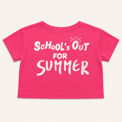 Crop top rose fuchsia imprimé dos « SCHOOL'S OUT FOR SUMMER »