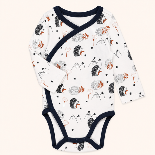 Body Croisé Bébé Blanc Motif Hérissons de la Forêt