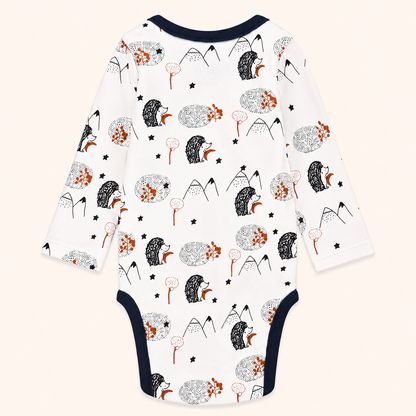 Body Croisé Bébé Blanc Motif Hérissons de la Forêt
