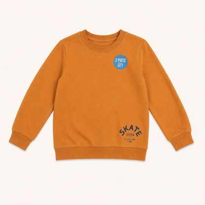 Ensemble 2 Pièces Enfant : Sweat et Short Molletonné "Skate 1994" – Couleur Cuivre