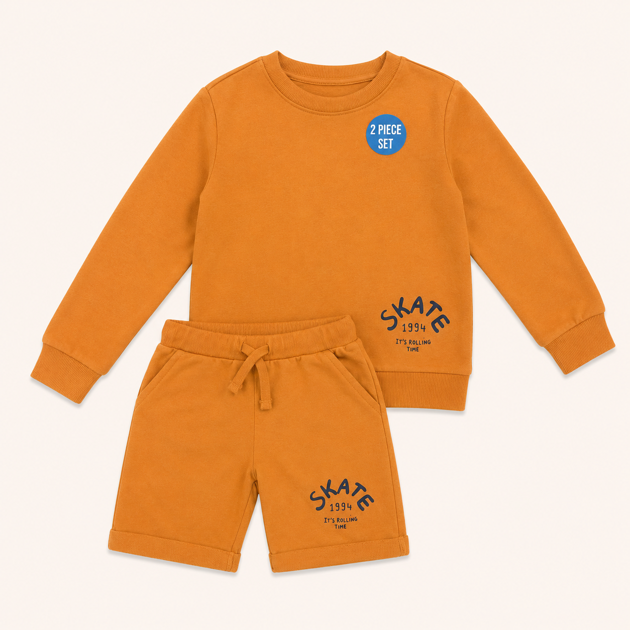 Ensemble 2 Pièces Enfant : Sweat et Short Molletonné "Skate 1994" – Couleur Cuivre