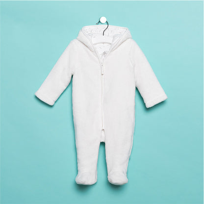 Combinaison Pilote Bébé en Fausse Fourrure Blanche - Taille Naissance