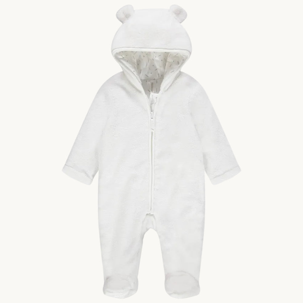 Combinaison Pilote Bébé en Fausse Fourrure Blanche - Taille Naissance