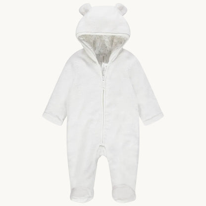 Combinaison Pilote Bébé en Fausse Fourrure Blanche - Taille Naissance
