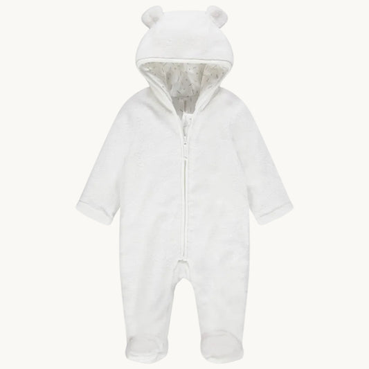 Combinaison Pilote Bébé en Fausse Fourrure Blanche - Taille Naissance