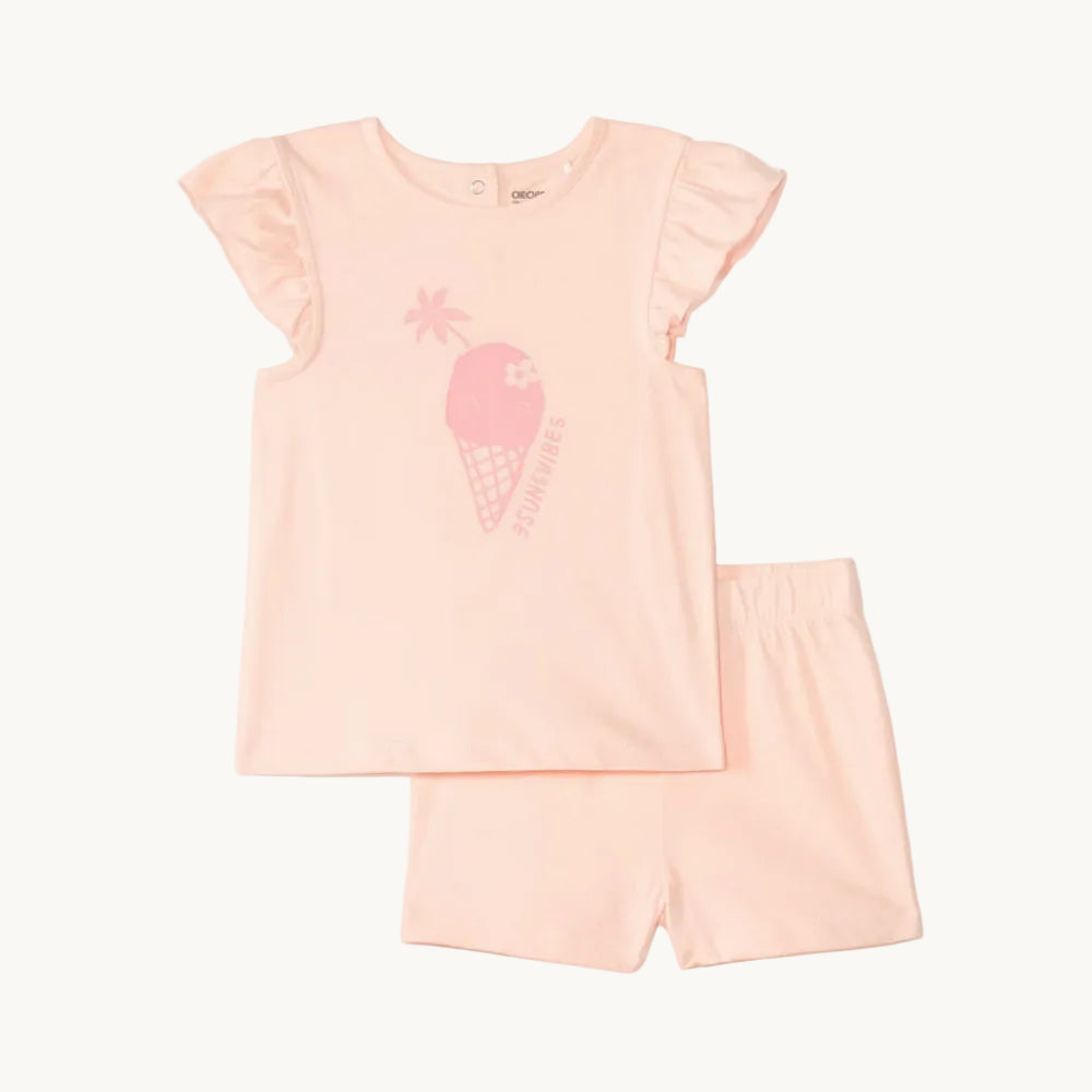 Set pyjama 2 pièces t-shirt + short pour bébé fille