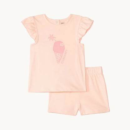 Set pyjama 2 pièces t-shirt + short pour bébé fille