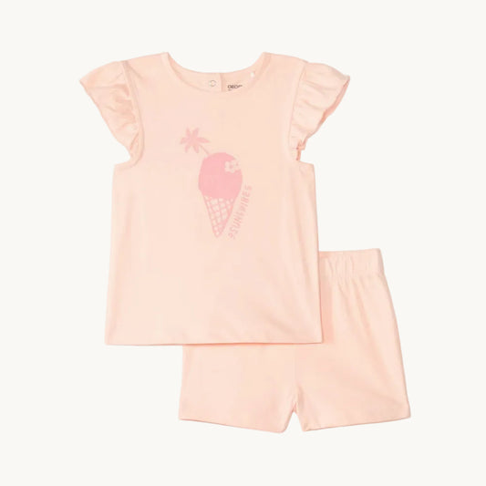 Set pyjama 2 pièces t-shirt + short pour bébé fille