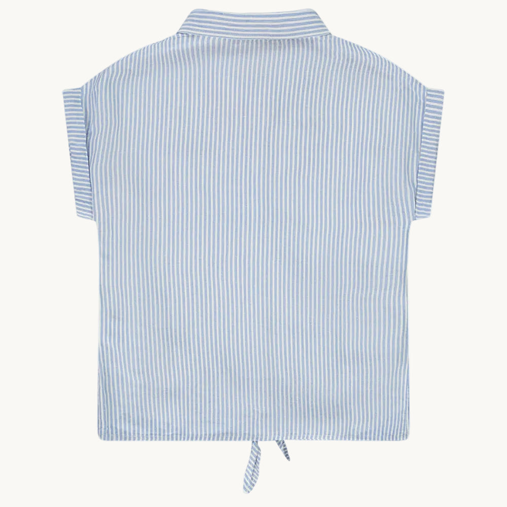 Chemise manches courtes à rayures détails printés pour fille