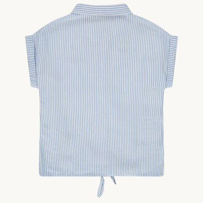Chemise manches courtes à rayures détails printés pour fille