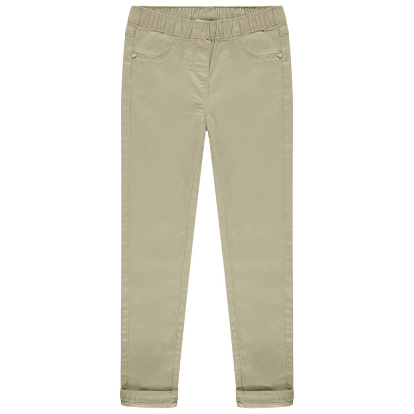 Jegging en toile stretch vert sauge à taille élastique – Orchestra
