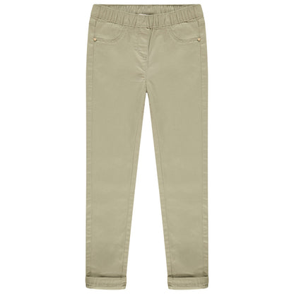 Jegging en toile stretch vert sauge à taille élastique – Orchestra