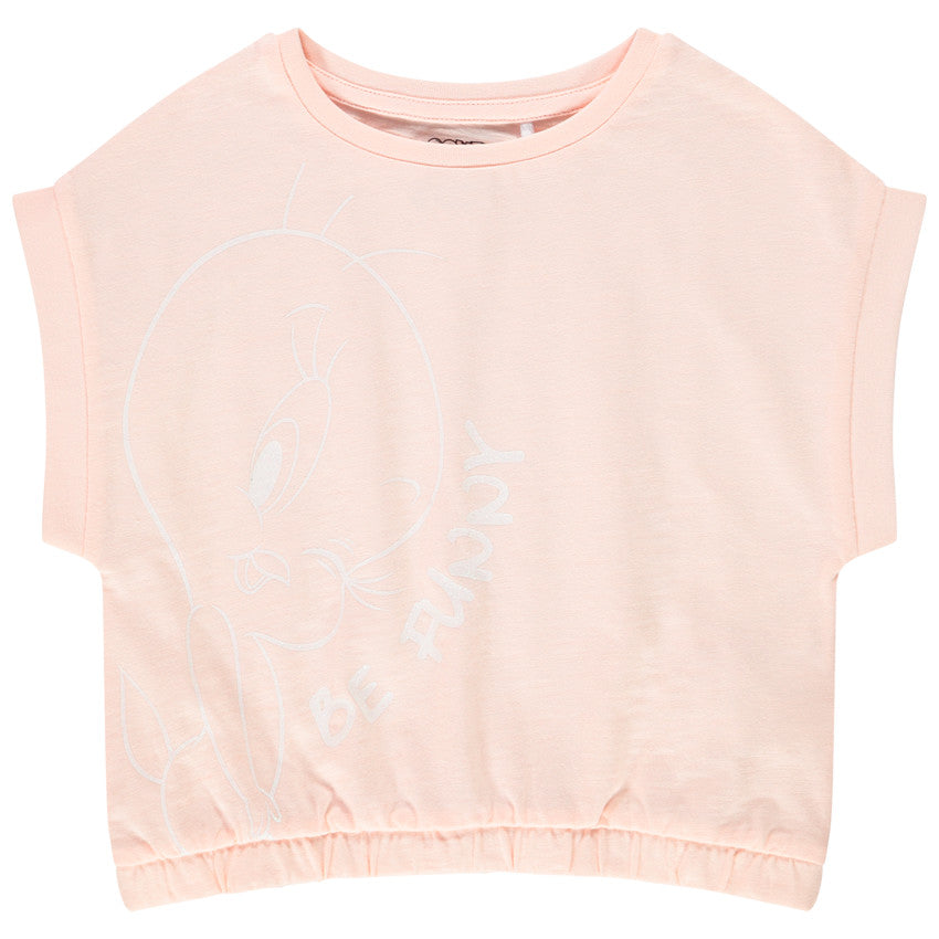 T-shirt Crop Top Rose Pâle Looney Tunes Titi