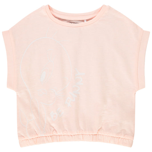 T-shirt Crop Top Rose Pâle Looney Tunes Titi