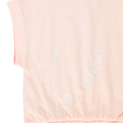 T-shirt Crop Top Rose Pâle Looney Tunes Titi