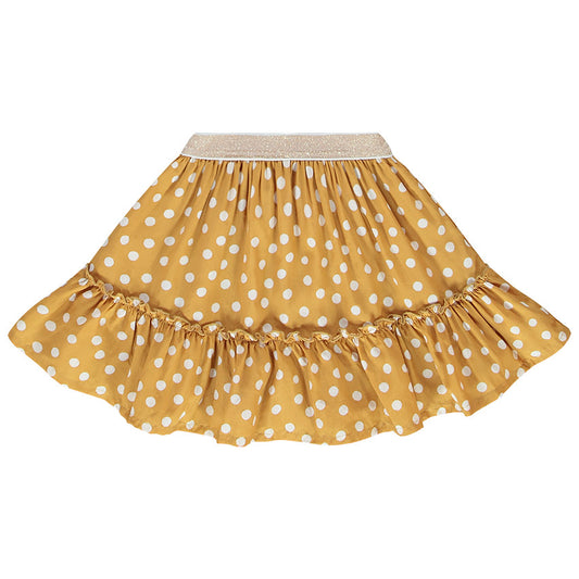 Jupe Moutarde à Pois Blancs et Ceinture Pailletée