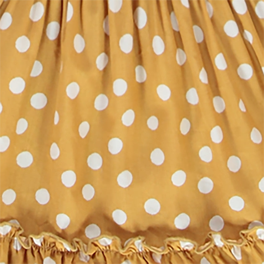 Jupe Moutarde à Pois Blancs et Ceinture Pailletée