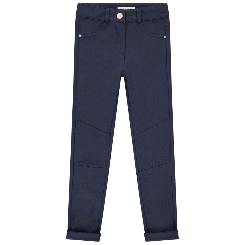 Pantalon milano uni avec empiècements aux genoux pour fille