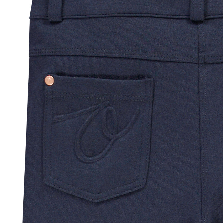 Pantalon milano uni avec empiècements aux genoux pour fille