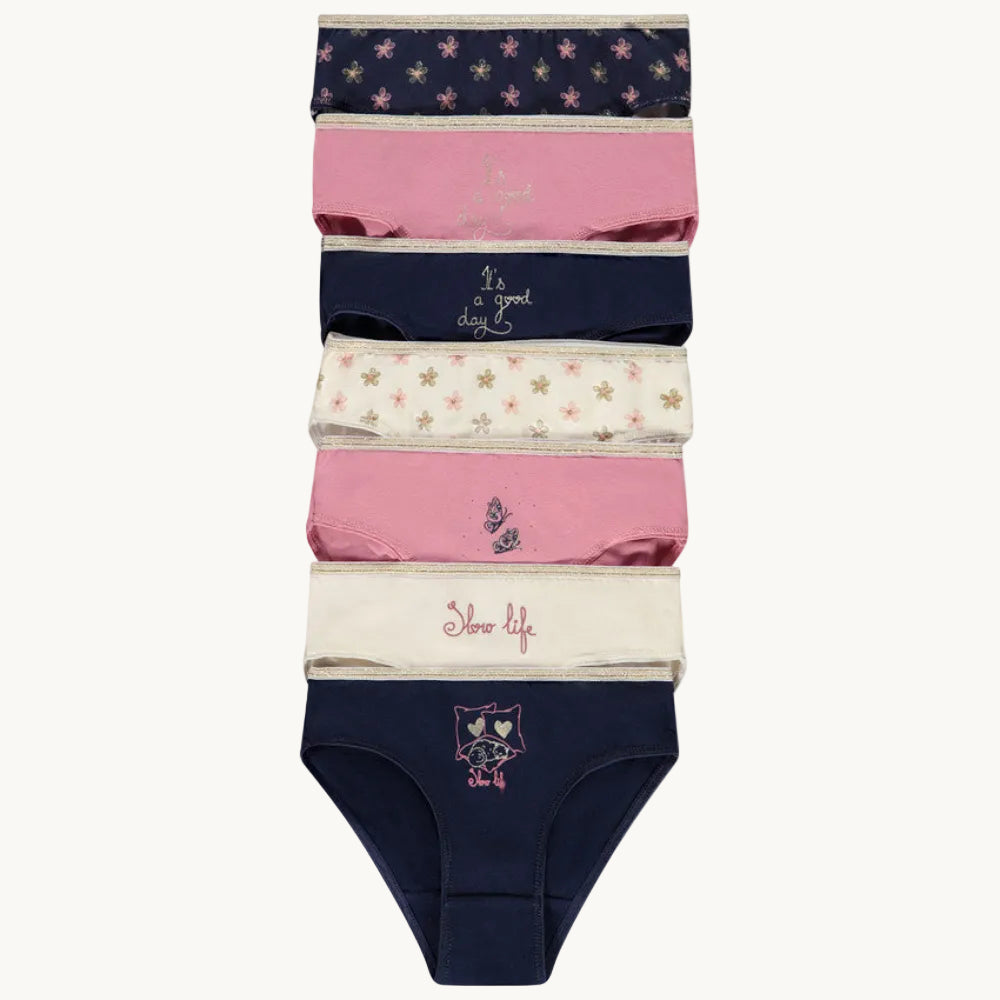 Lot de 7 culottes en jersey imprimé fantaisie pour fille