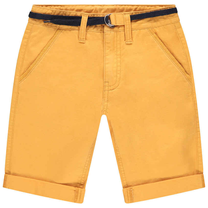 Bermuda en toile jaune moutarde avec ceinture – Orchestra