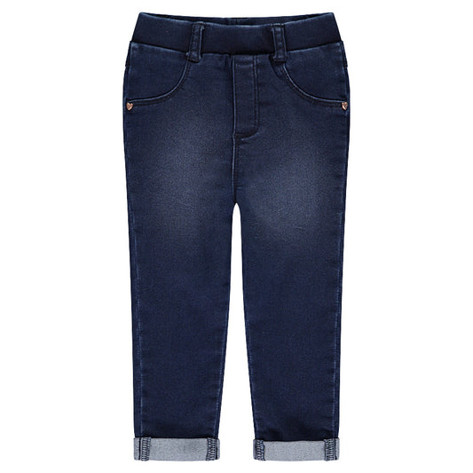 Jegging en denim stretch bleu marine à petits cœurs – Orchestra