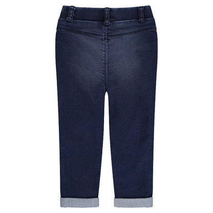 Jegging en denim stretch bleu marine à petits cœurs – Orchestra