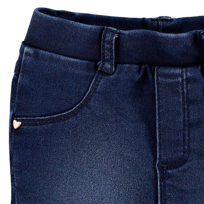 Jegging en denim stretch bleu marine à petits cœurs – Orchestra
