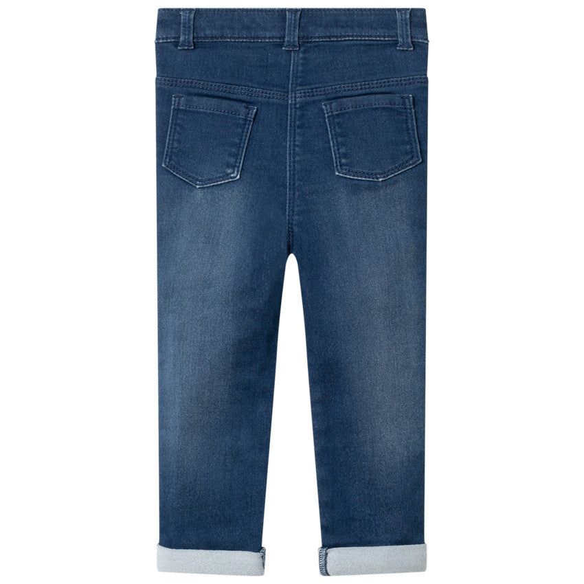 Jean slim stretch bleu moyen à revers têtes de chat – Orchestra