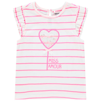 T-shirt manches courtes rayé à motif fantaisie ludique