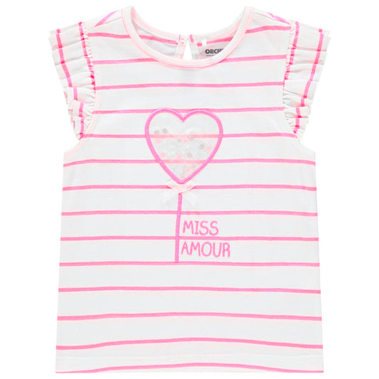 T-shirt manches courtes rayé à motif fantaisie ludique