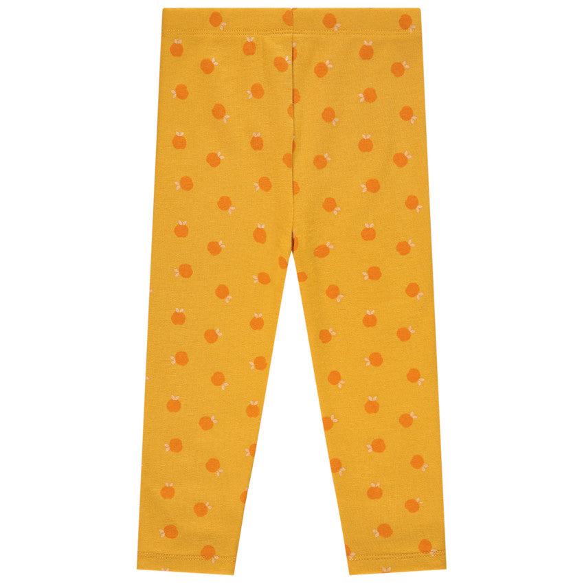 Legging Doublé Polaire Moutarde à Motif Pommes