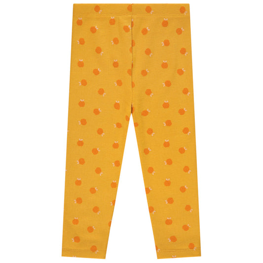 Legging Doublé Polaire Moutarde à Motif Pommes