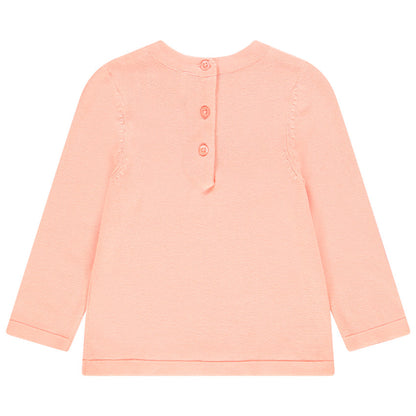 Pull Fin Rose Saumon à Message Jamais Sans Ma Licorne pour Fille