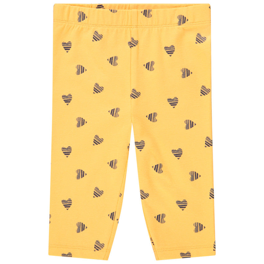 Legging court jaune à imprimé cœurs graphiques – Orchestra