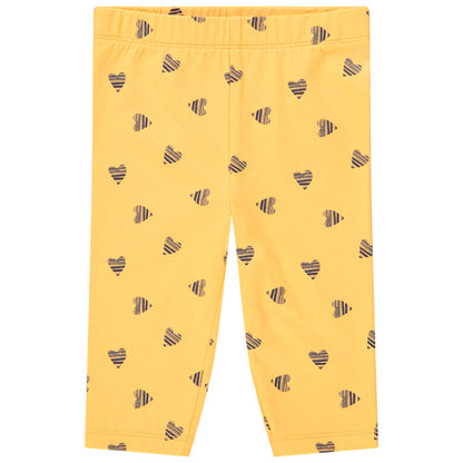 Legging court jaune à imprimé cœurs graphiques – Orchestra