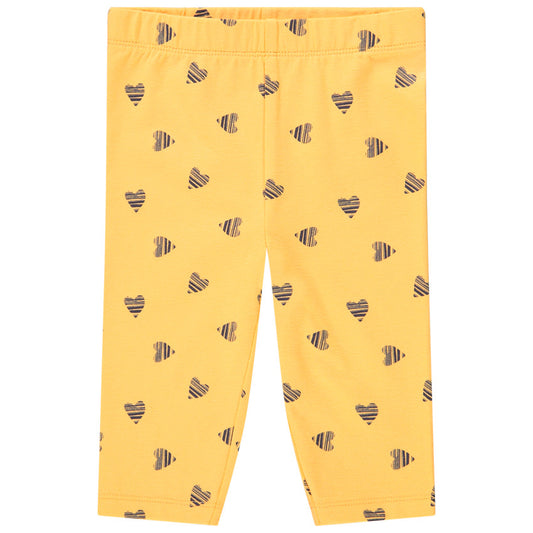 Legging court jaune à imprimé cœurs graphiques – Orchestra