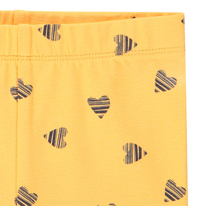 Legging court jaune à imprimé cœurs graphiques – Orchestra