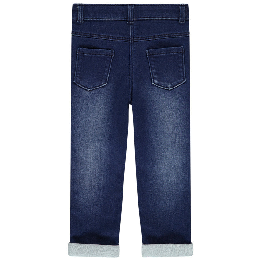 Jegging en Jean Brut pour Fille avec Genouillères Cœurs Brodés