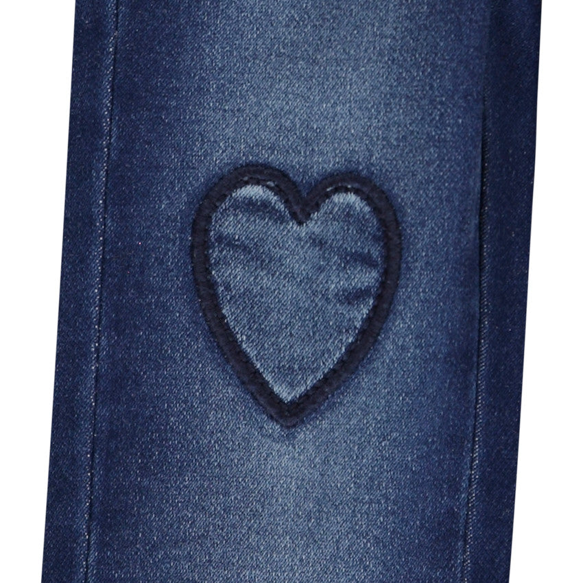 Jegging en Jean Brut pour Fille avec Genouillères Cœurs Brodés