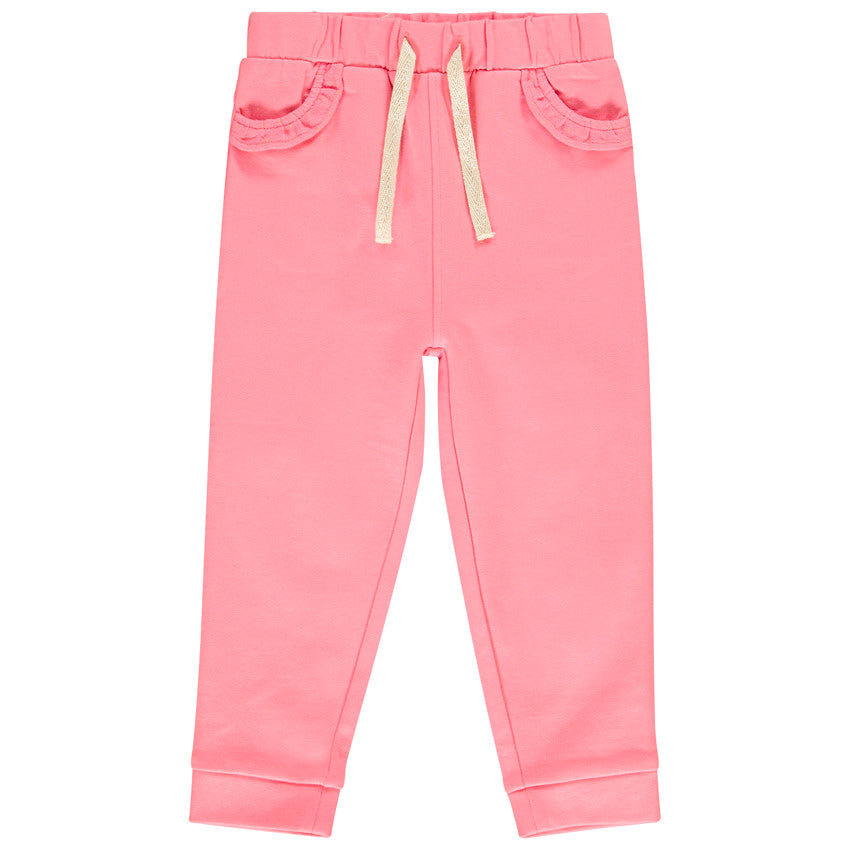 Pantalon de Jogging Rose Corail à Poches Volantées