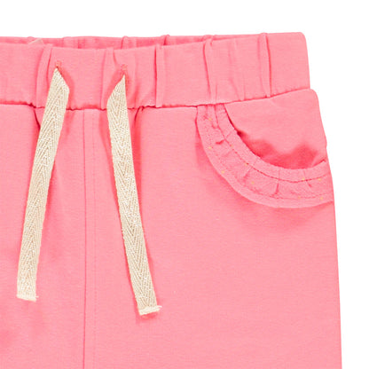 Pantalon de Jogging Rose Corail à Poches Volantées