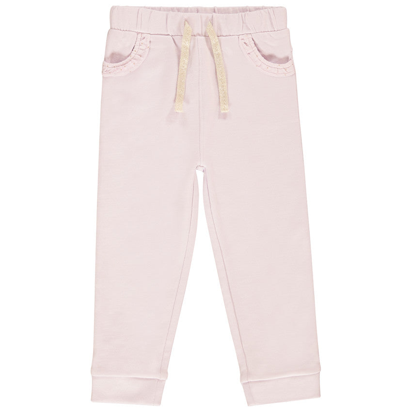 Pantalon de Jogging mauve clair en Molleton à Poches Volantées