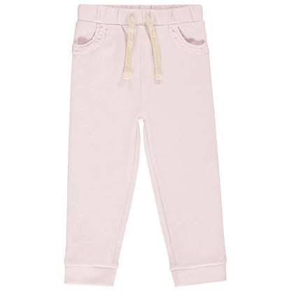 Pantalon de Jogging mauve clair en Molleton à Poches Volantées