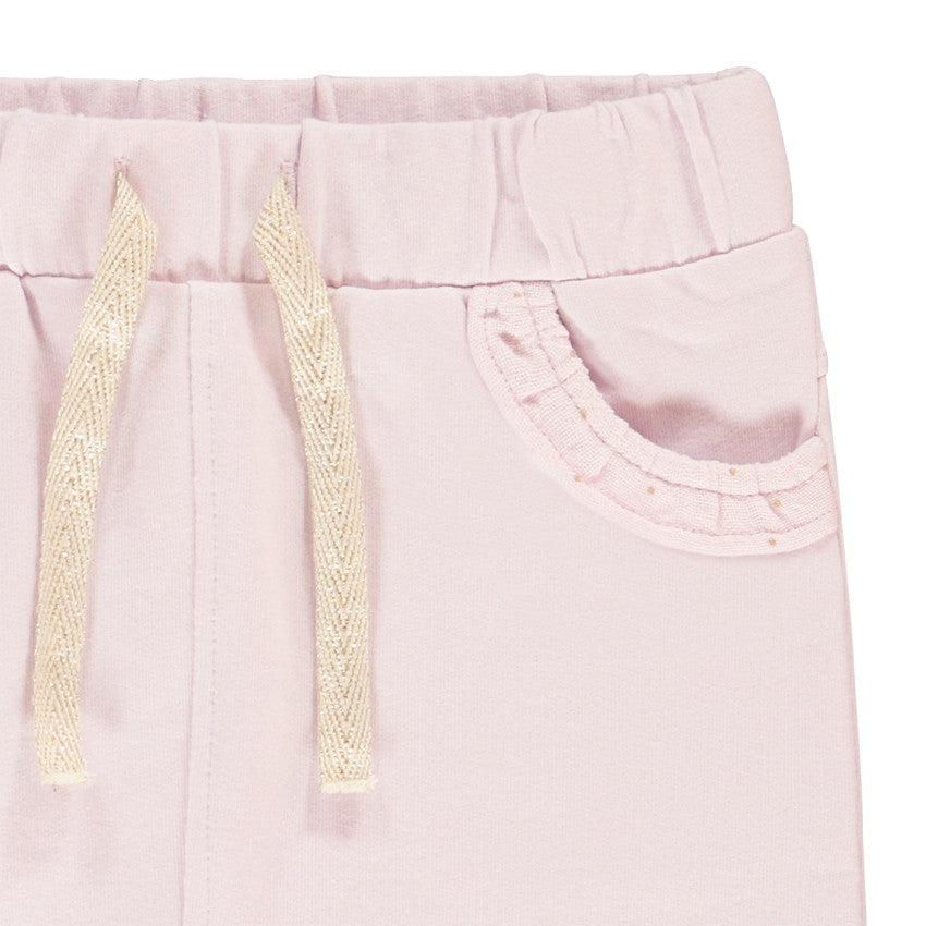 Pantalon de Jogging mauve clair en Molleton à Poches Volantées