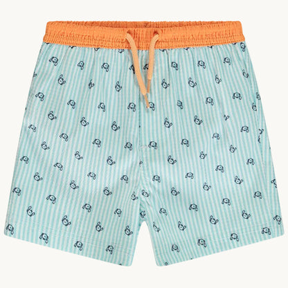 Short de bain en seersucker avec imprimé fantaisie pour bébé garçon