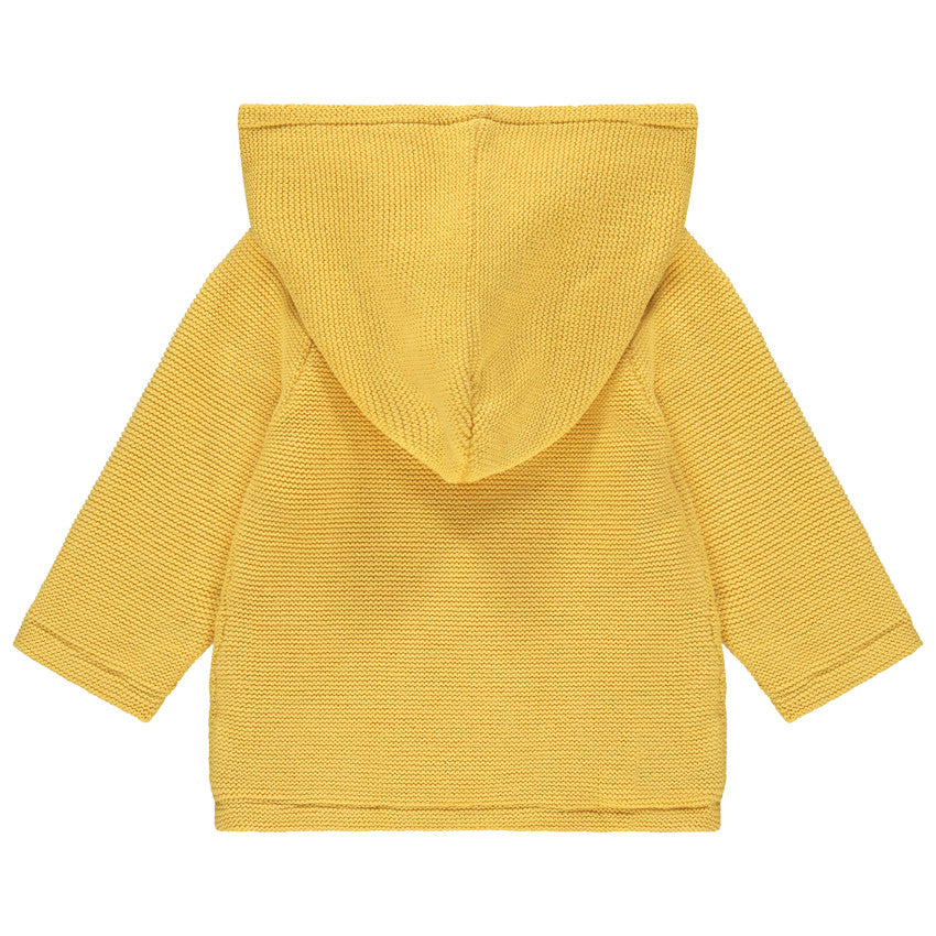 Veste à Capuche en Maille Mousse Jaune Moutarde pour Bébé