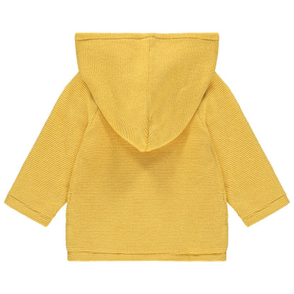 Veste à Capuche en Maille Mousse Jaune Moutarde pour Bébé