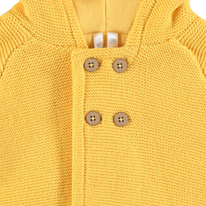 Veste à Capuche en Maille Mousse Jaune Moutarde pour Bébé
